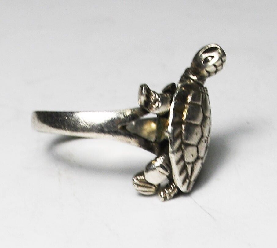 Sterling Silver Articulated Turtle Ring 18mm Size 4.75