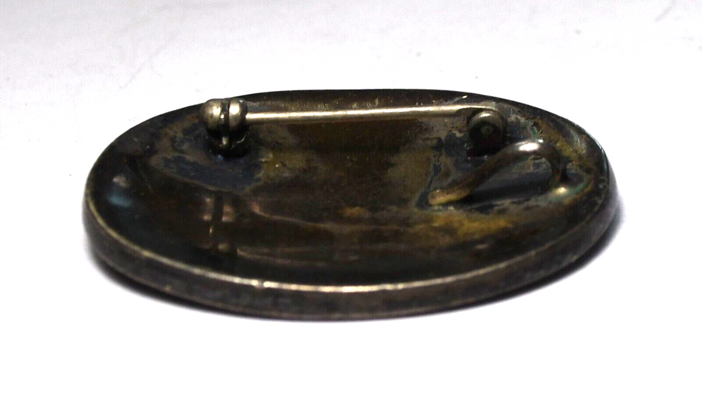 Sterling Silver Oval Turquoise Brooch Pin Abstract Pendant 36mm x 28mm