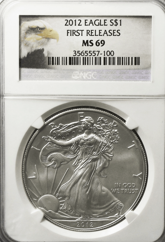 2012 $1 American Silver Eagle NGC MS69 First Release One Ounce Coin