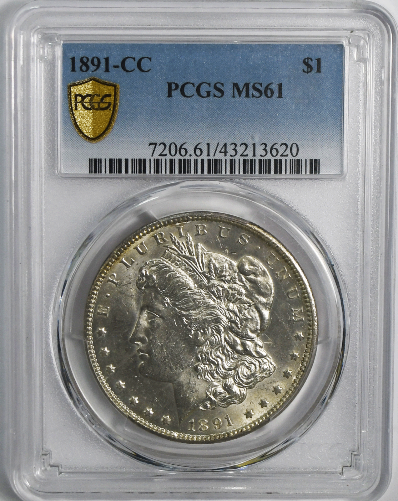 1891 CC $1 Morgan Silver One Dollar MS61 PCGS Uncirculated Carson City