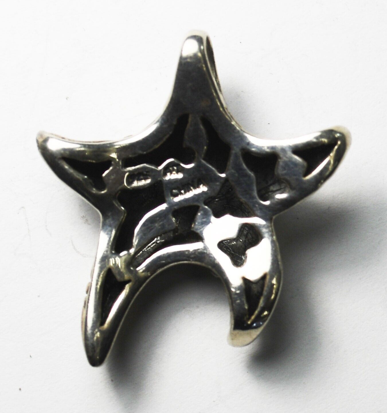 Sterling Silver Starfish Scroll Dot Pendant 34mm x 30mm