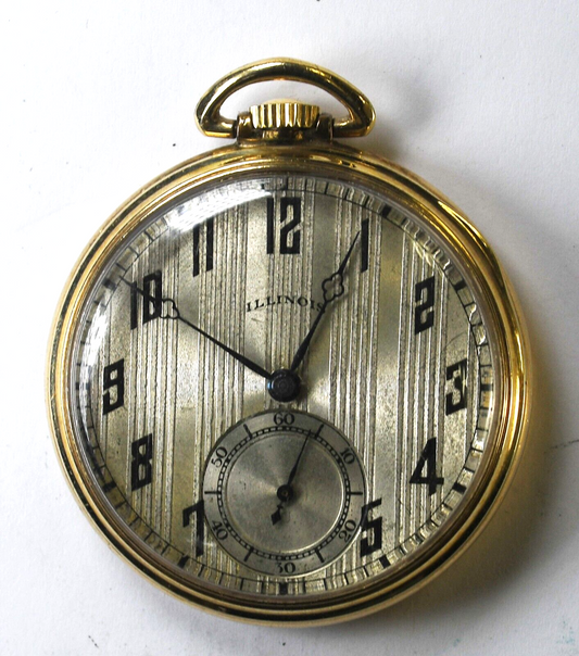 1922 Illinois Size 12 Open Face Case Pocket Watch Grade 405 DR RGP