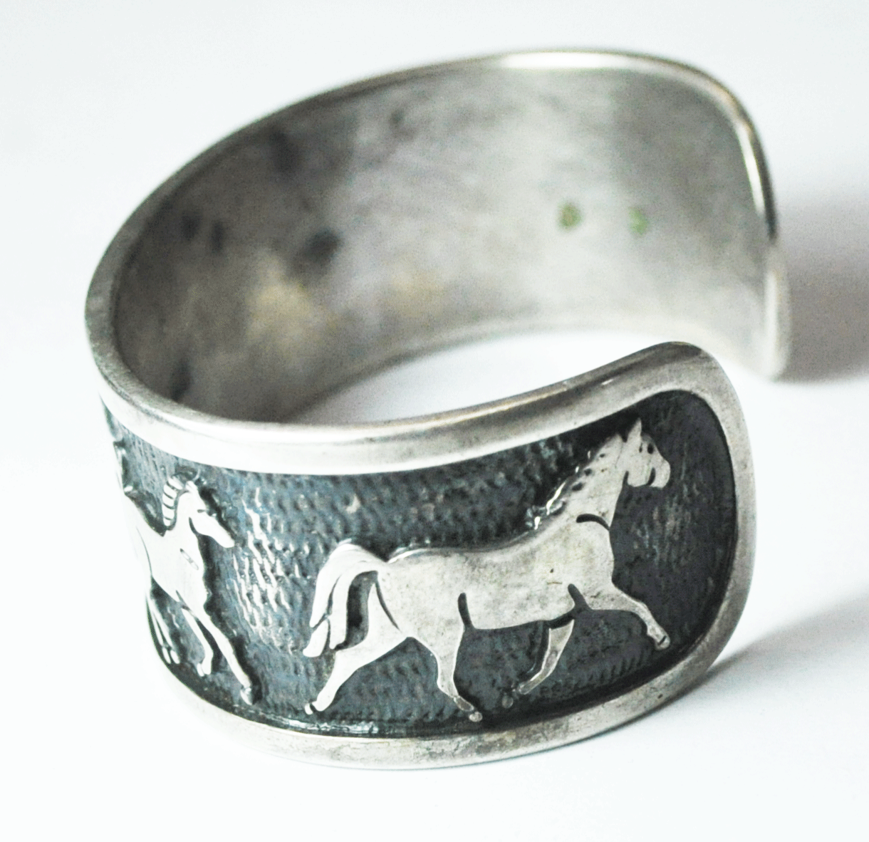 Sterling Silver Five Running Embossed Horse Cuff Bracelet 23mm 7" Wrist