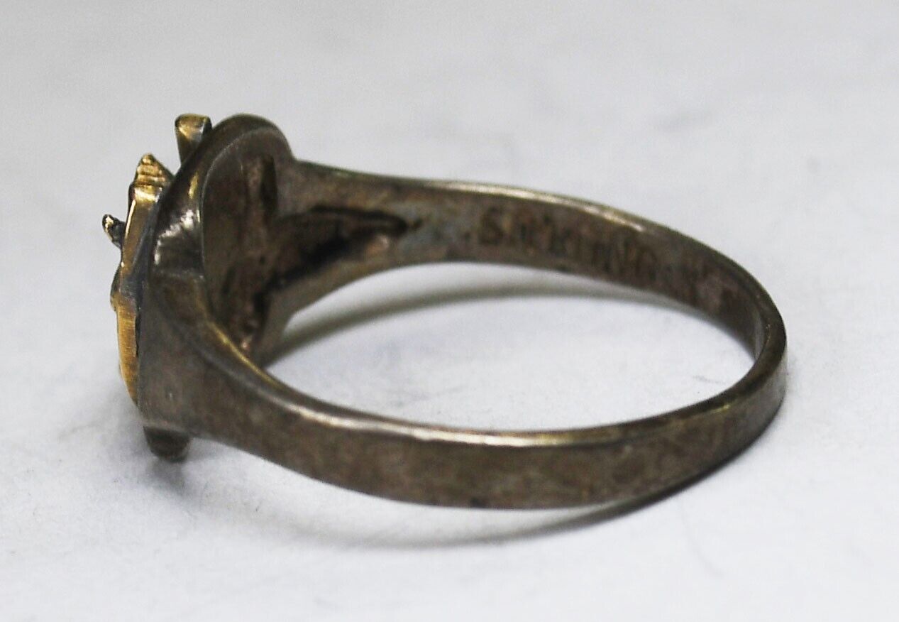 Sterling Gold Fox Head Viking Cub Scouts Horseshoe Wolf Ring 9mm Size 6.25