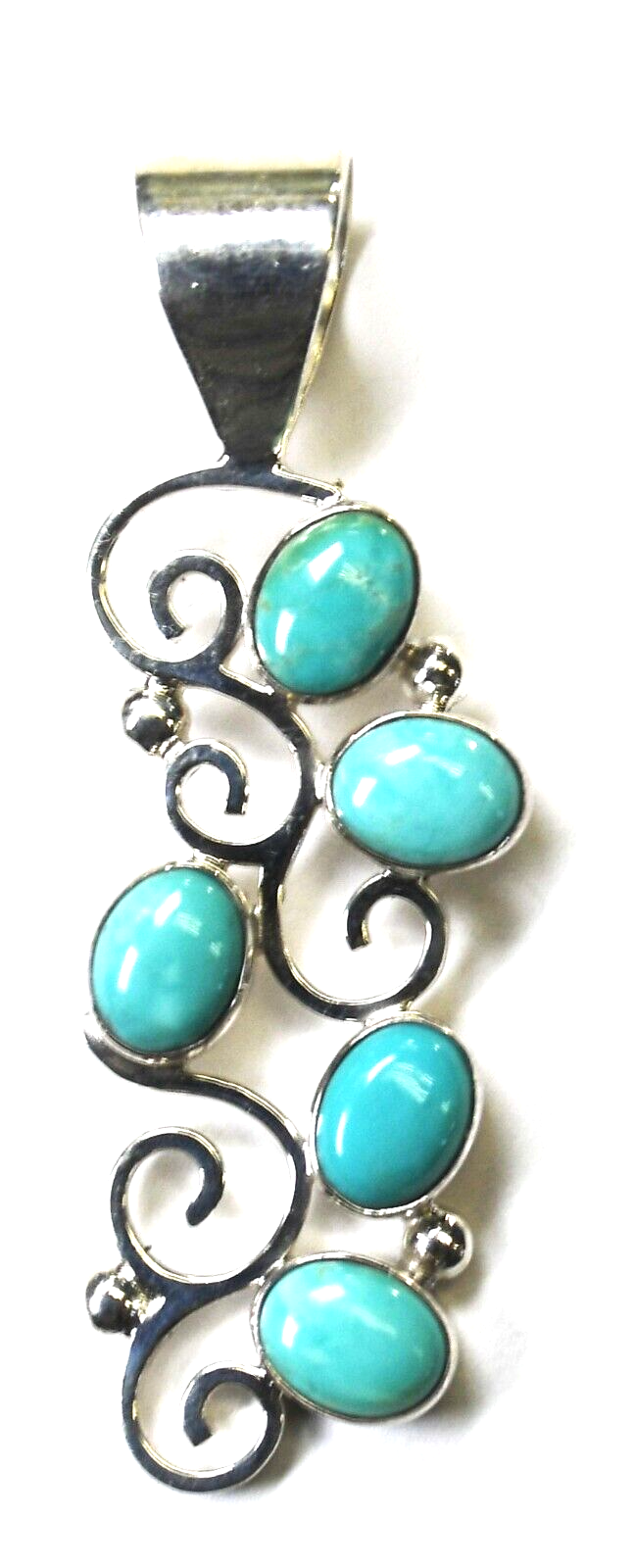 Sterling Silver Desert Rose Turquoise Vine Scroll Pendant 55mm x 20mm