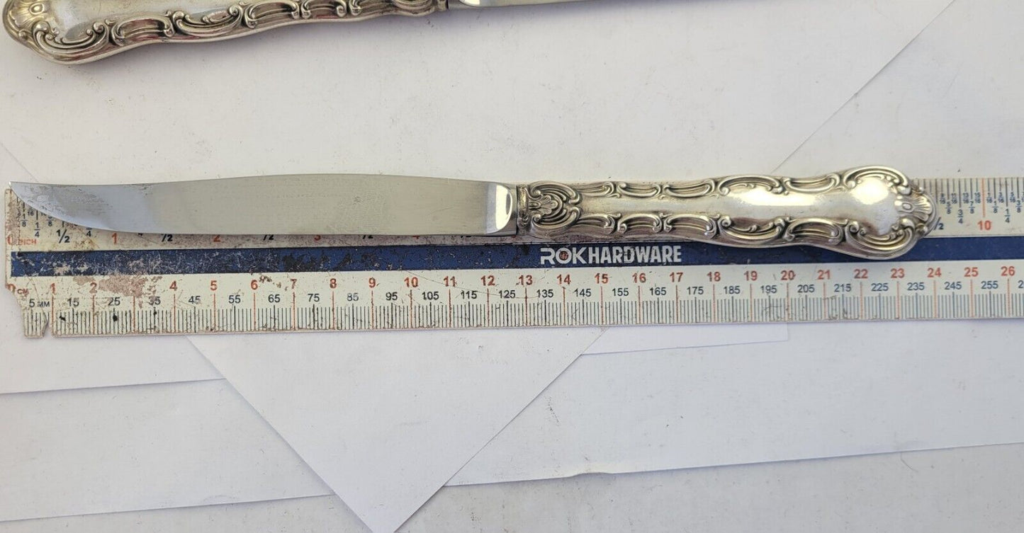 5 Gorham Strasbourg Sterling/Stainless Steak Knives 9 1/2" Henckels Blade