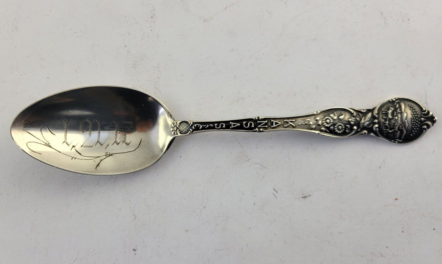 Kansas State Sterling Silver 5 3/8" Souvenir Spoon by Watson .54oz.