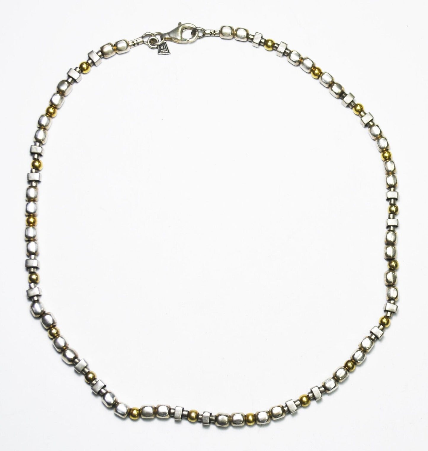 Sterling Silpada Square Round Beaded Two Tone Necklace 4mm 16"
