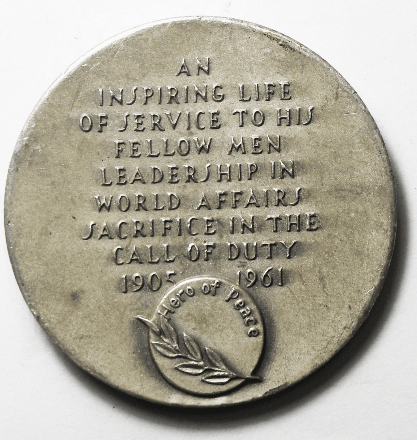 Dag Hammarskjold .999 Pure Silver 38mm Medal 33.3 Grams