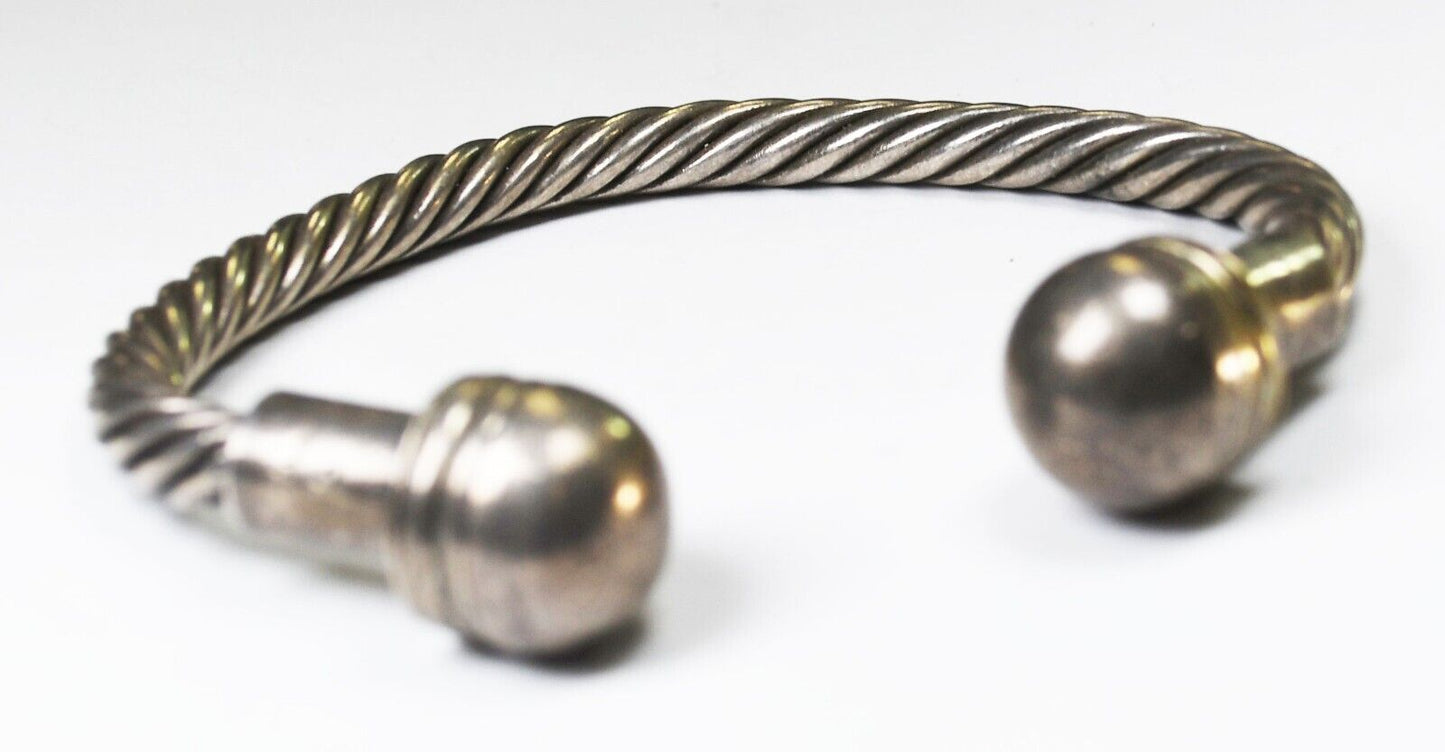 Sterling Silver Knob End Cable Bracelet 6mm 7" Wrist