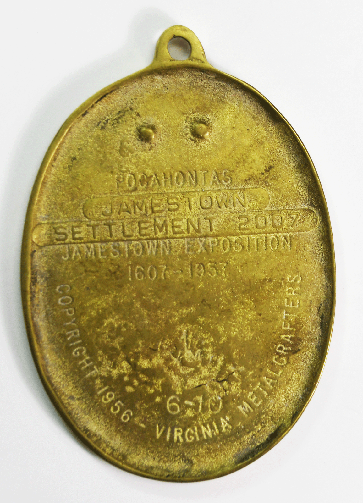 2007 Jamestown Exposition Souvenur Brass Pocahontas Wall Plaque 5.25"