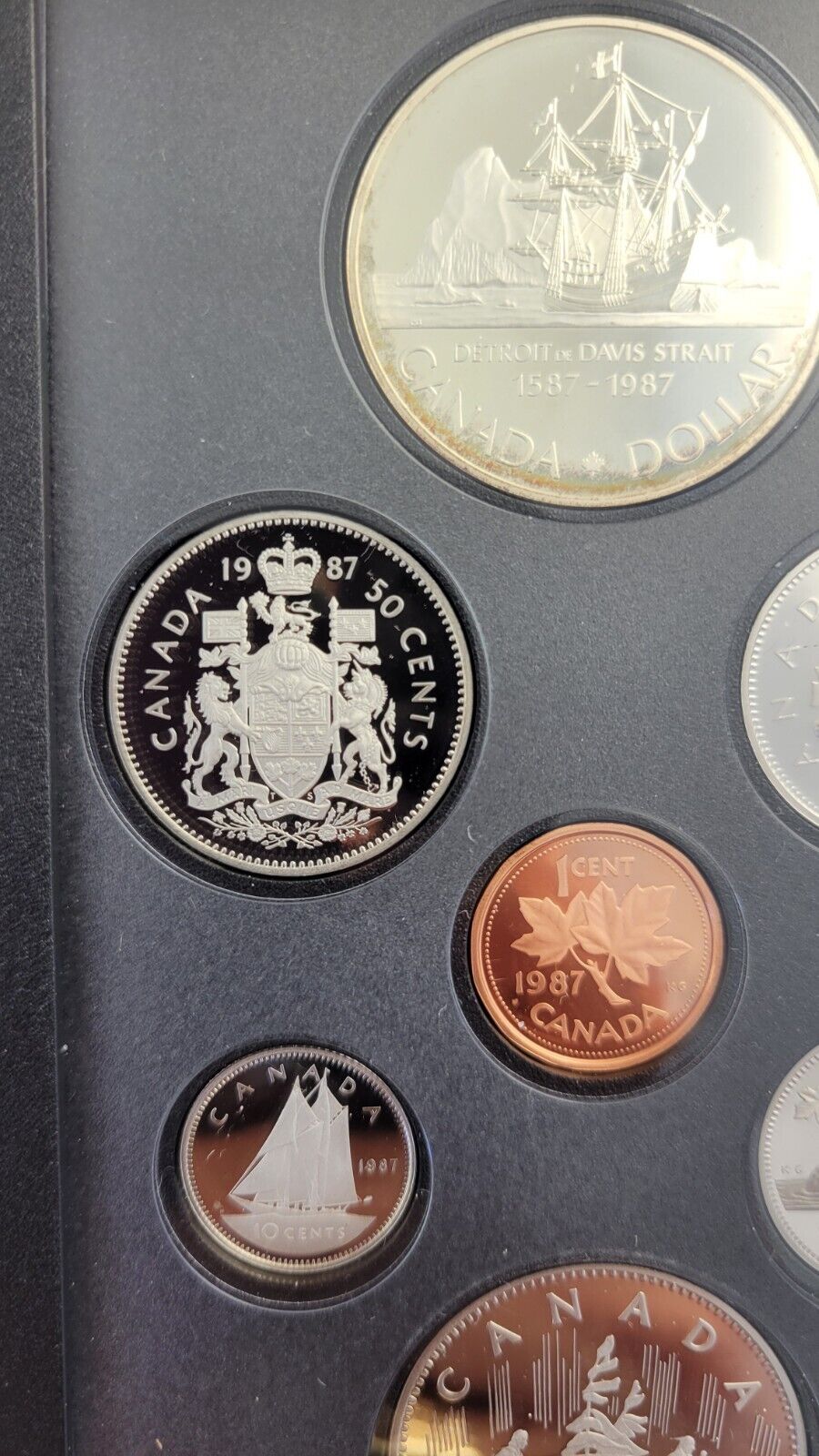 1987 Canada Proof Set 7 Coin Detroit de Davis Strait Canadian w/Box & COA