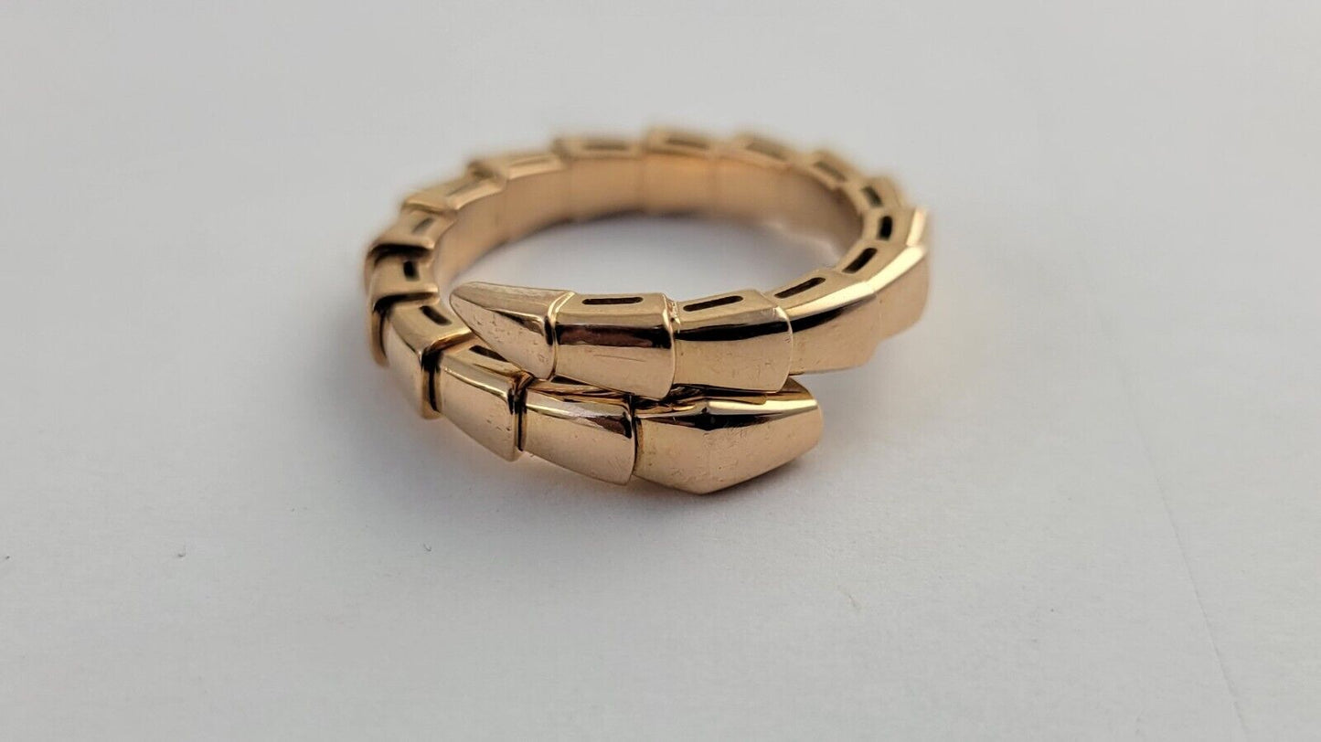 BVLGARI Ring Serpenti Viper US7-7.75 L Engraved 18K 750 Yellow Gold Band