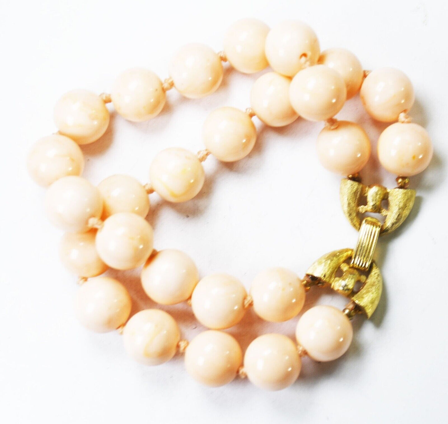 Trifari Pink Plastic 12mm Round Double Bead Strand Bracelet 8.25"