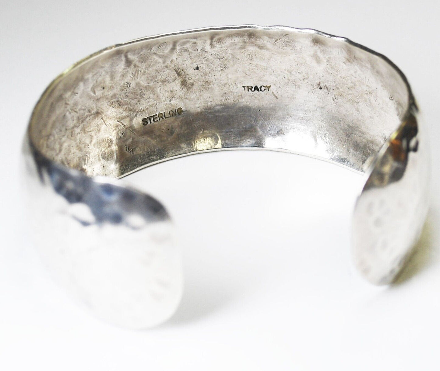 Sterling Silver Tracy Hammered Cuff Bracelet 24mm 6.75"