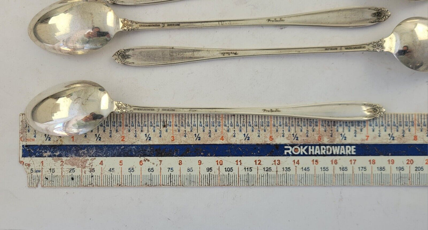7pc. International Prelude Sterling Silver 7 3/8" Long Iced Tea Spoons 6.3oz.