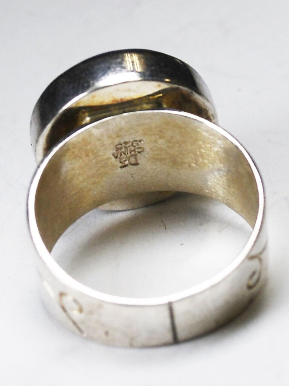 Sterling Silver Desert Rose Round Blue Lapis Ring 15mm Size 7