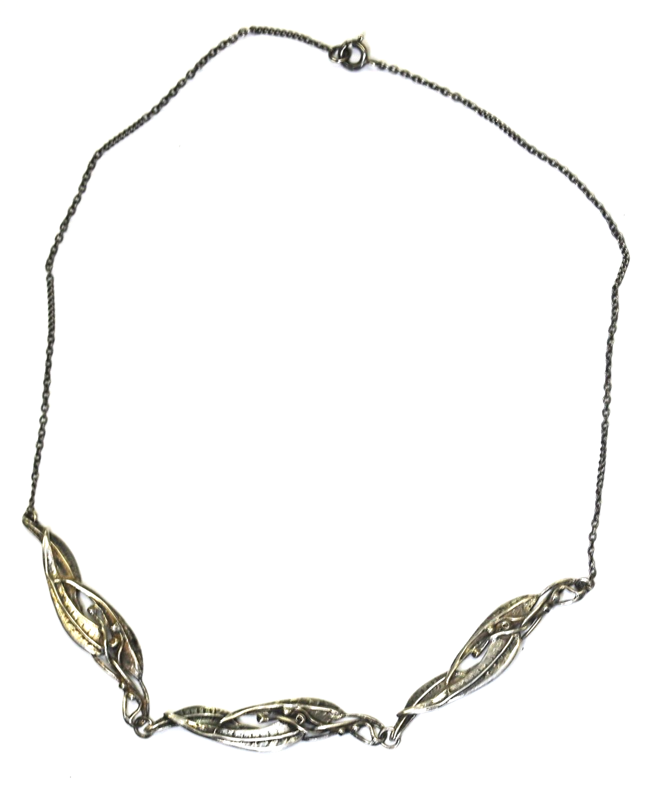 Sterling Silver Eucalyptus Lily Floral Leaf 10mm Necklace 16.25"