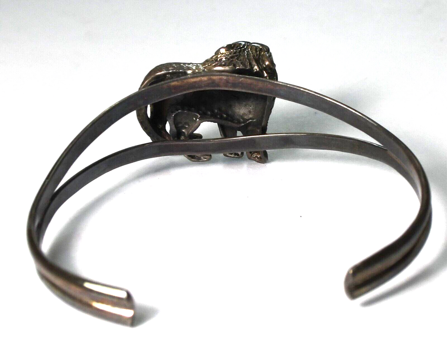 Sterling Silver Lion Split 23mm Cuff Bracelet 6-3/4" Wrist