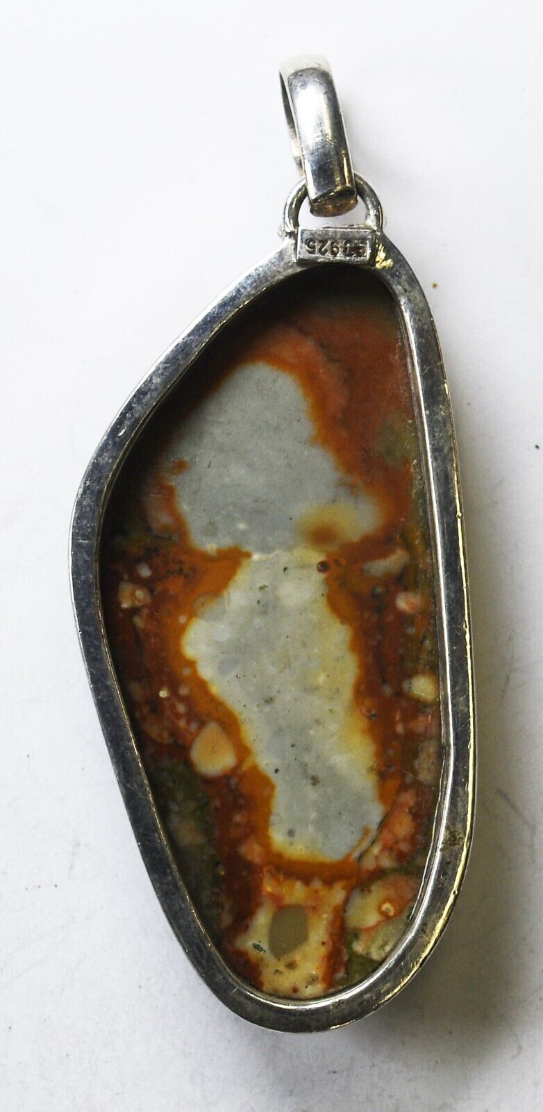 Sterling Silver Rainforest Rhyolite Pendant 2-3/4" x 28mm
