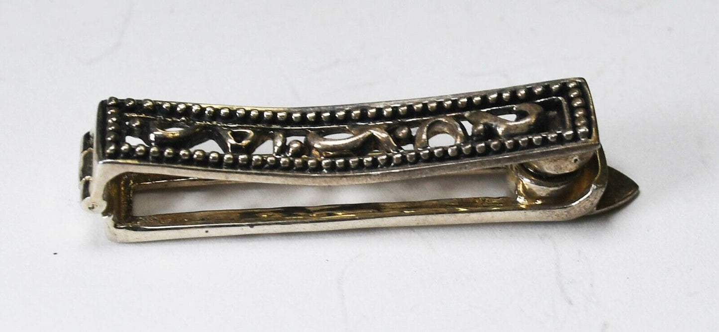 Sterling Silver Barse Fish Symbol Filigree Magnetic Hairclip 38mm x 7mm