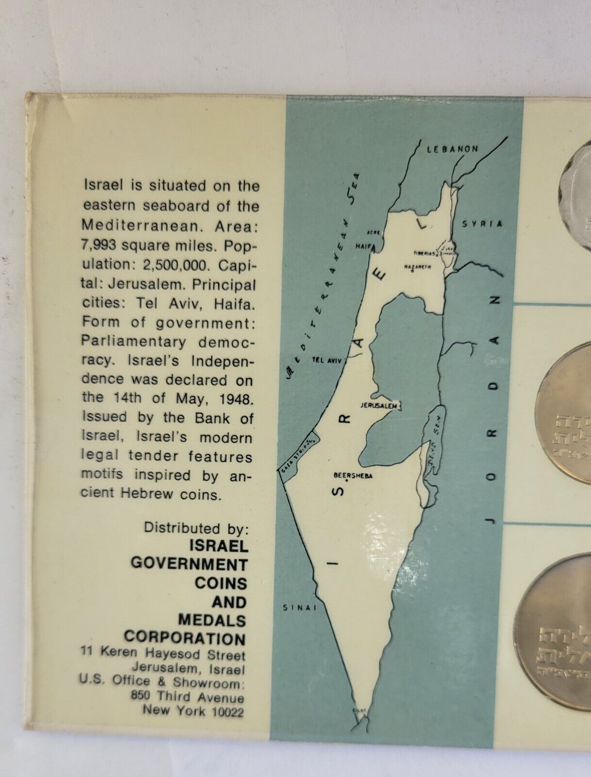 1965 Coins of Israel Proof-like Tel Aviv Mint  6 Coin Set  Agora Agorot  Lira