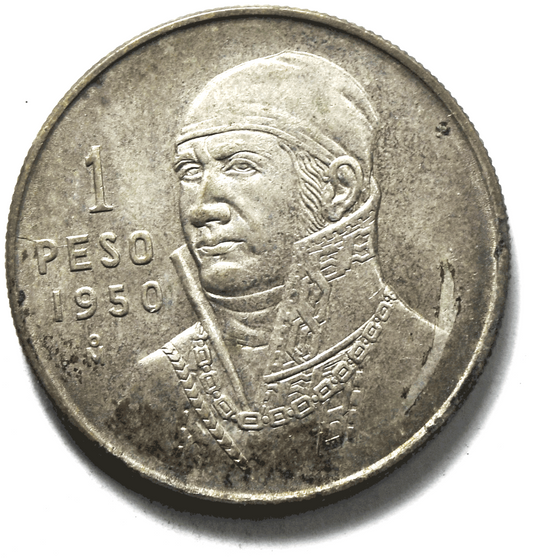 1950 Mexico Estados Unidos Mexicanos One Peso Silver Coin KM#457