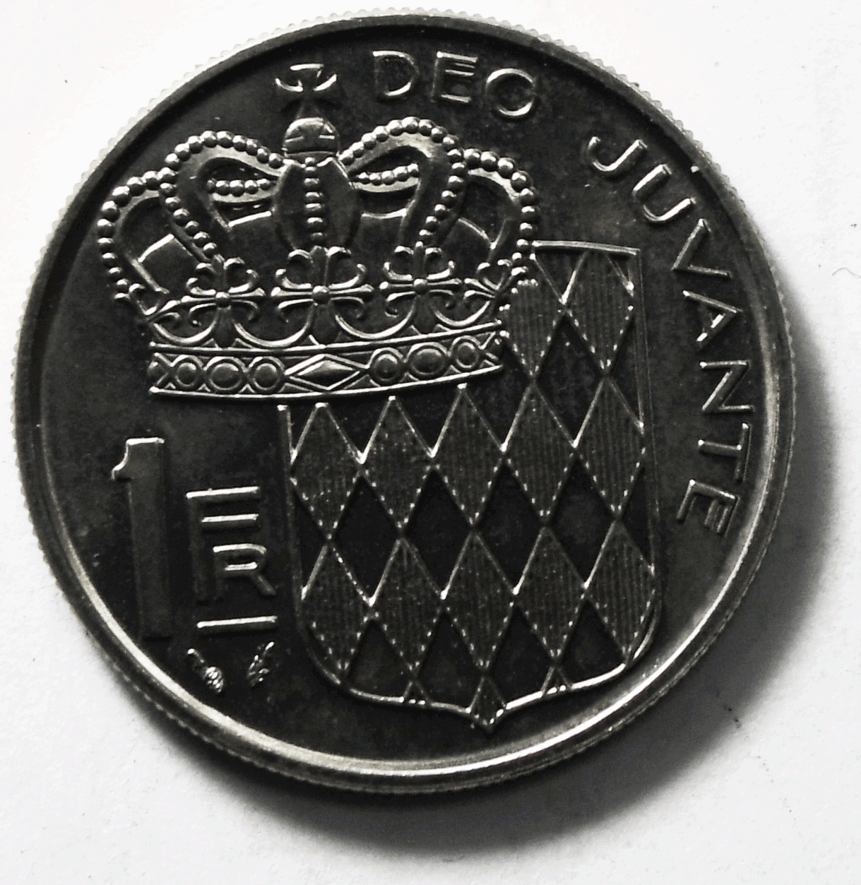 1982 Monaco One Franc Coin KM# 140 Uncirculated