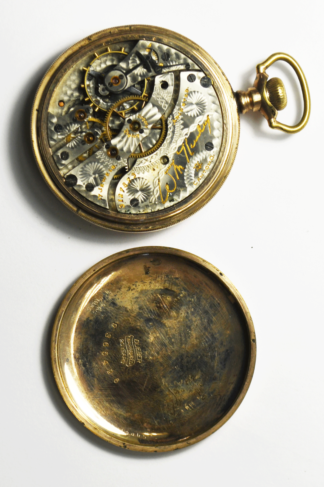 1913 Hampden Size 16 WM Kinley OF Pocket Watch 20yr GF Not Running