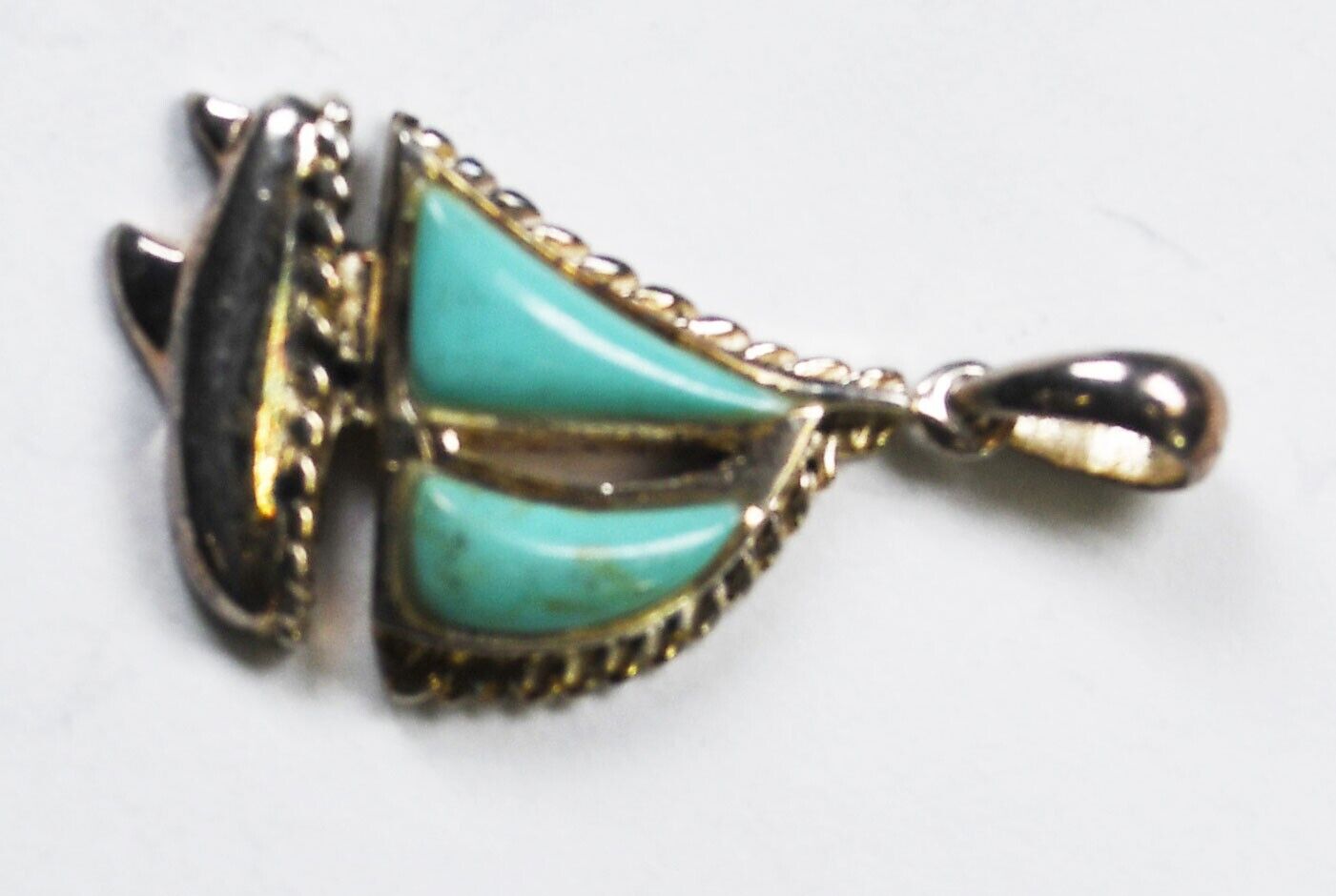 Sterling Silver Turquoise Dyed Howlite Sailboat Charm 27mm x 15mm