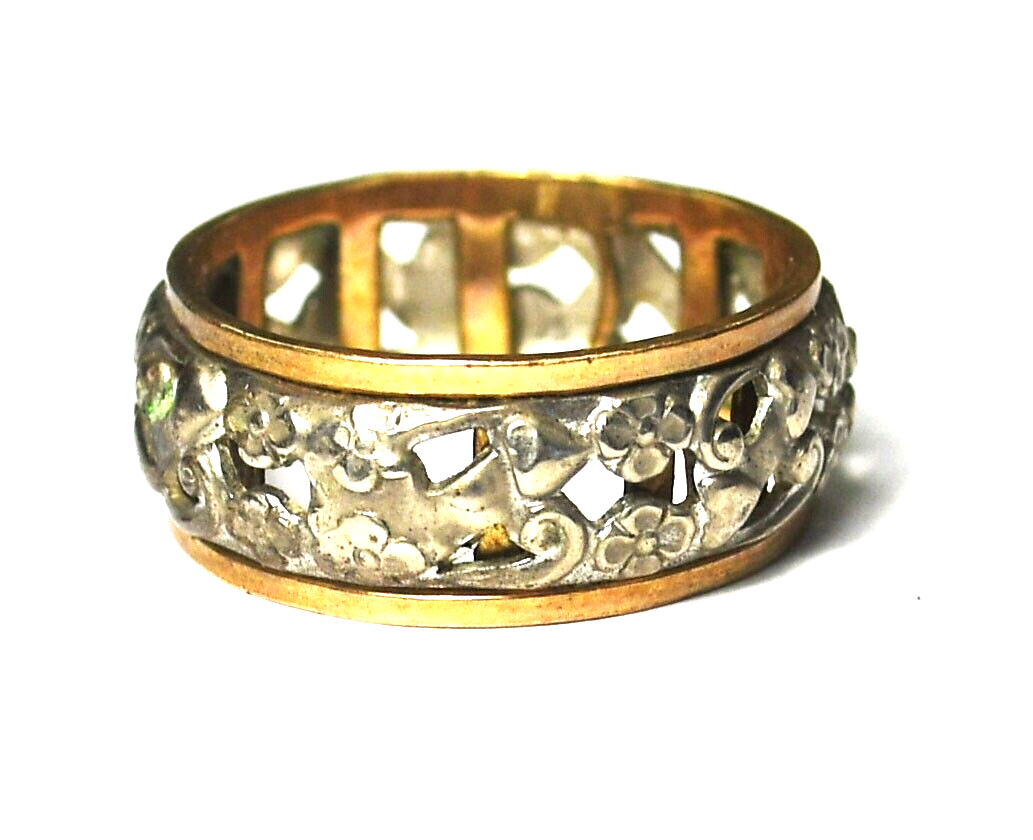 Sterling Silver Cradle Craft 10k GF Two Tone Band Ring 8mm Size 8