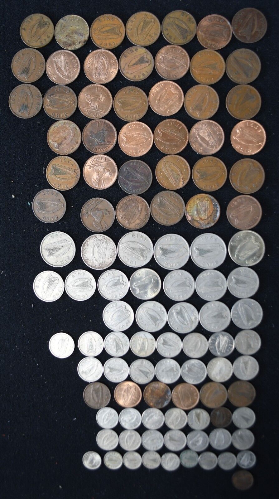 102pc 1928-1968 Ireland Pre Decimal 3 6 Pence Shilling 1/2 Crown Penny