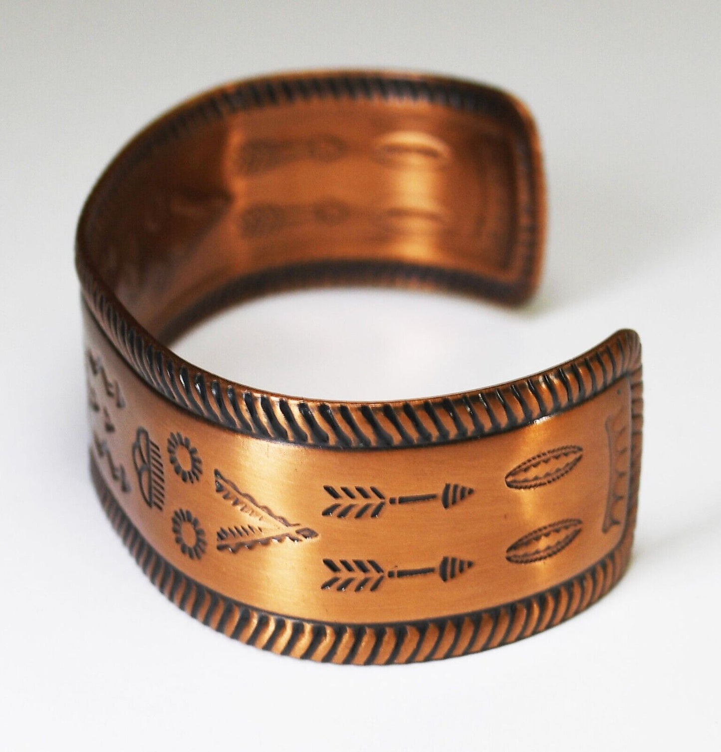 Copper Wheeler Cuff Zuni Bird Arrows Bracelet 22mm 7" Wrist