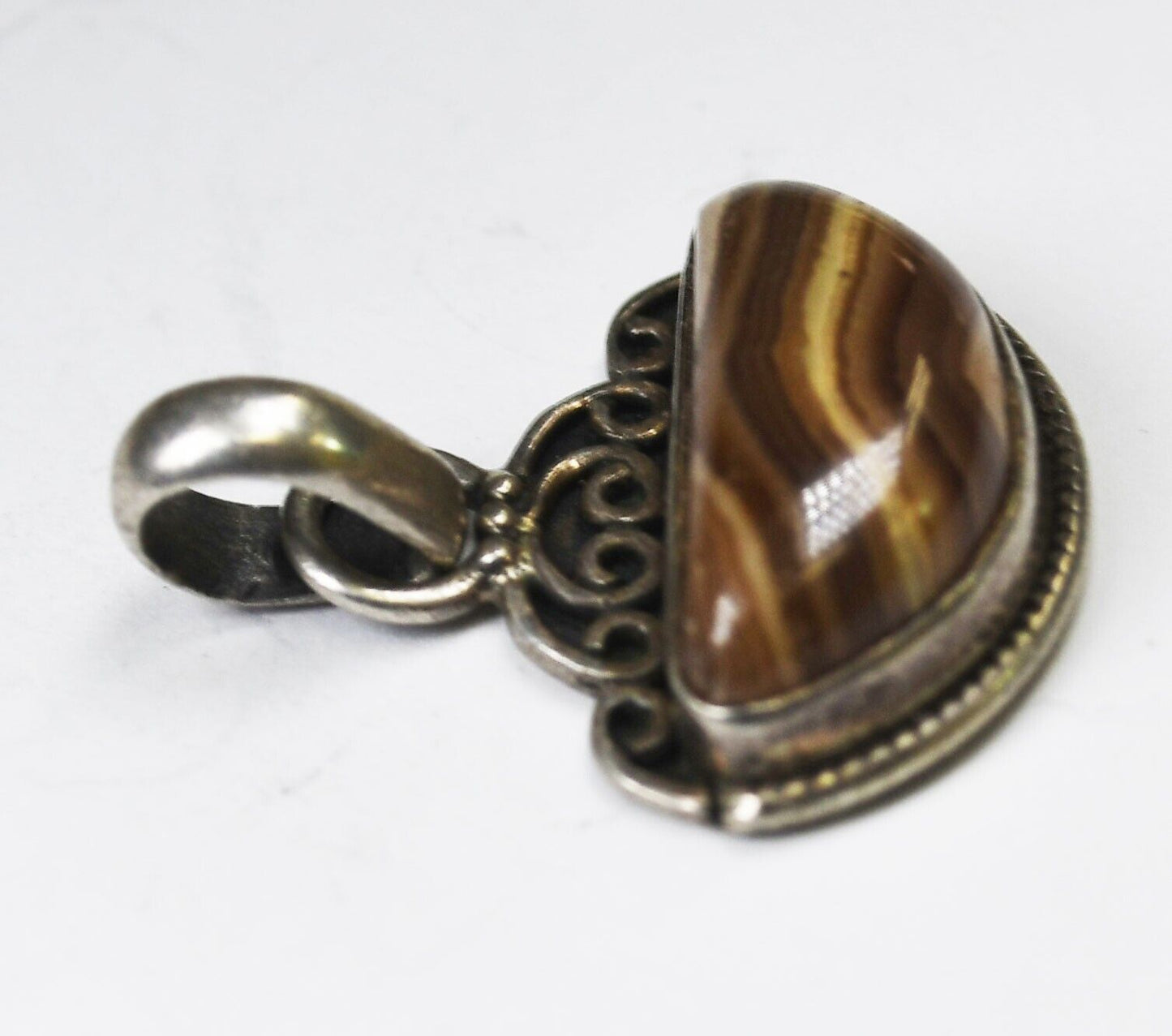 Sterling Silver Tiger Iron Pendant 27mm x 22mm