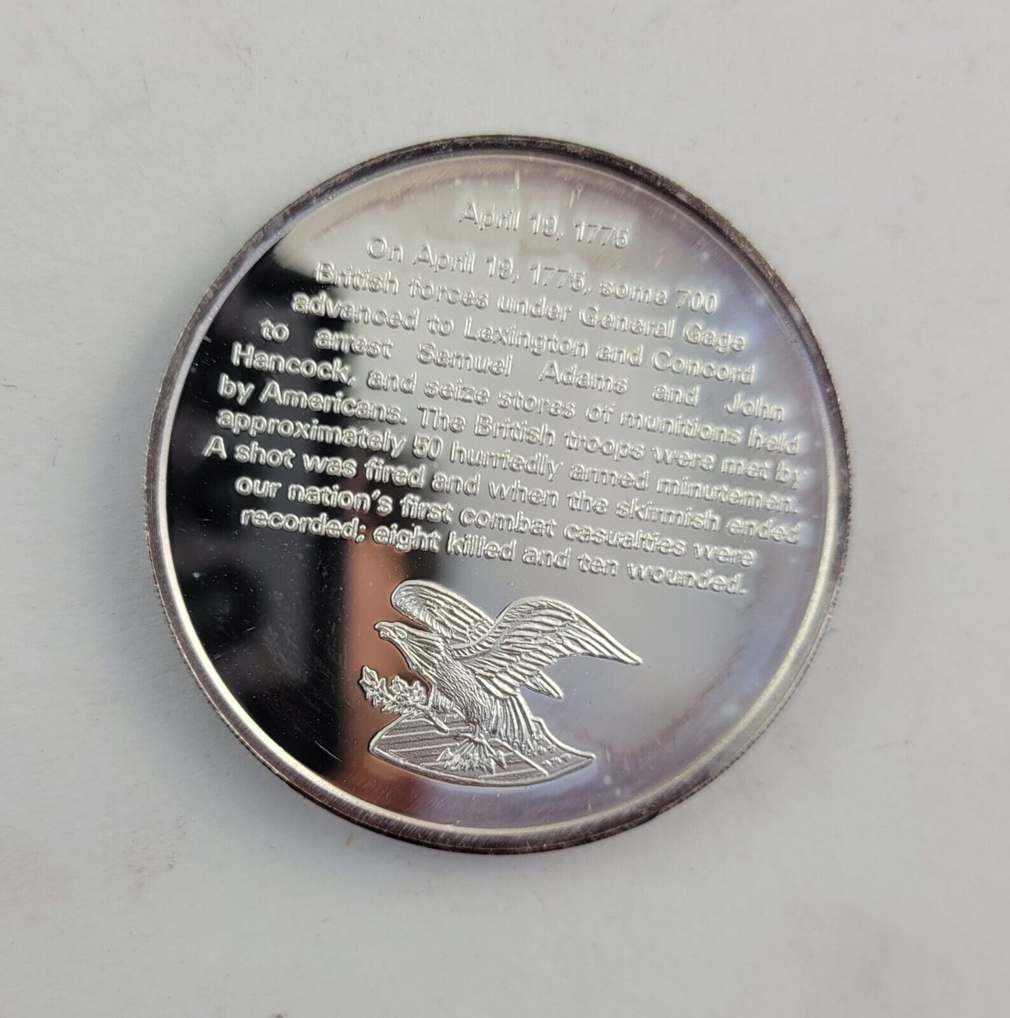 The Shot Heard Around the World 1oz .999 Fine Silver Bicentennial Issue Round
