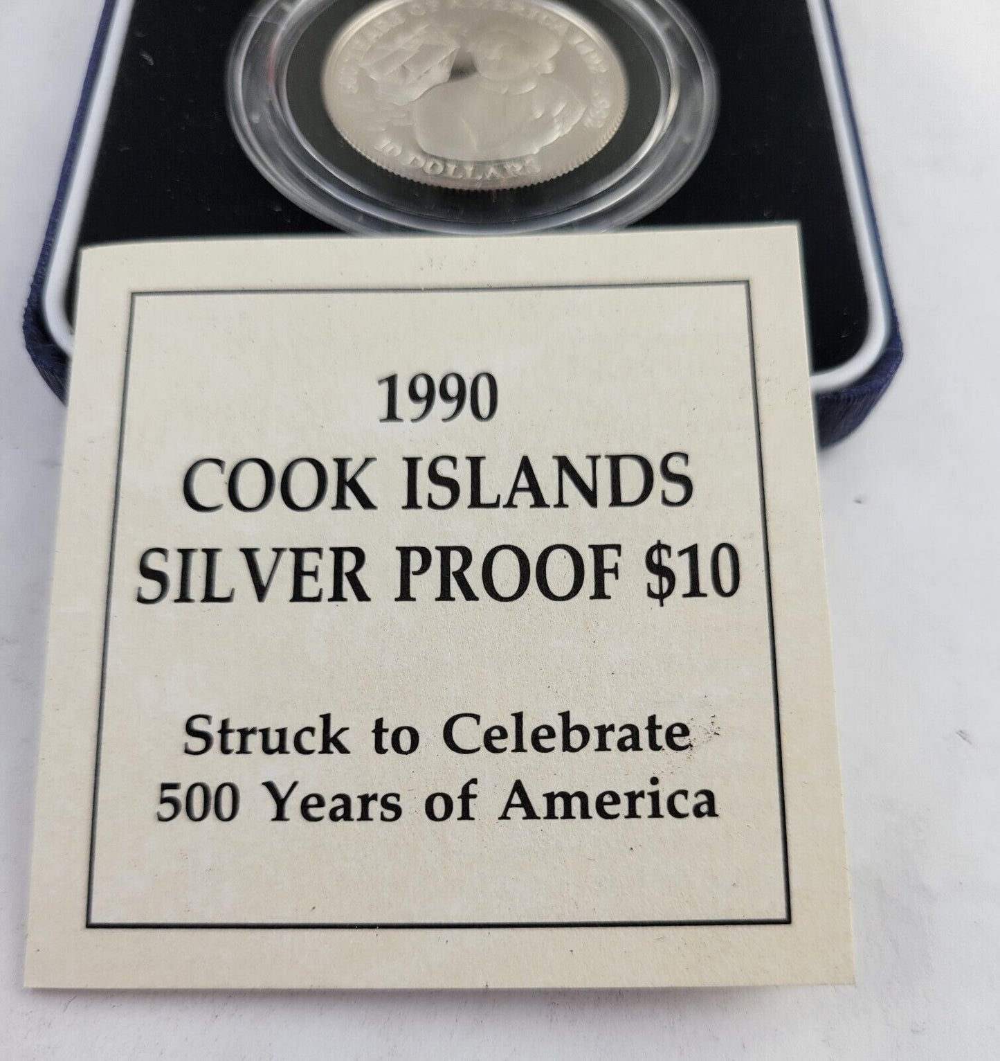 1990 Cook Islands Christopher Columbus Dollars Silver Proof Coin w/Box