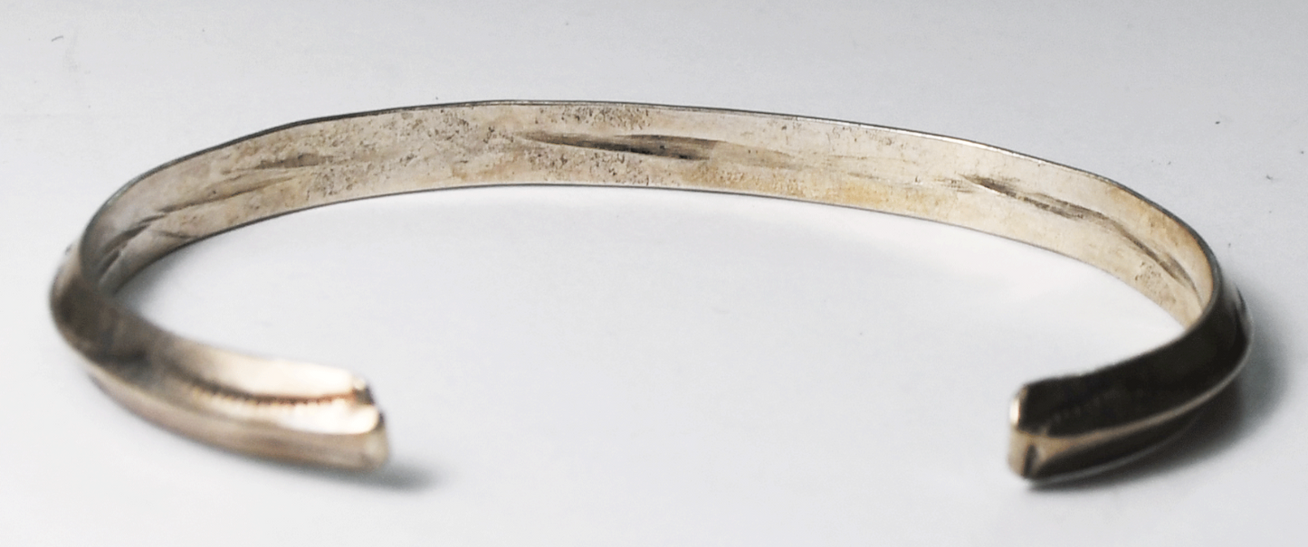 Sterling Silver Triangular Bar 5mm Cuff Bracelet 6-3/4" Wrist