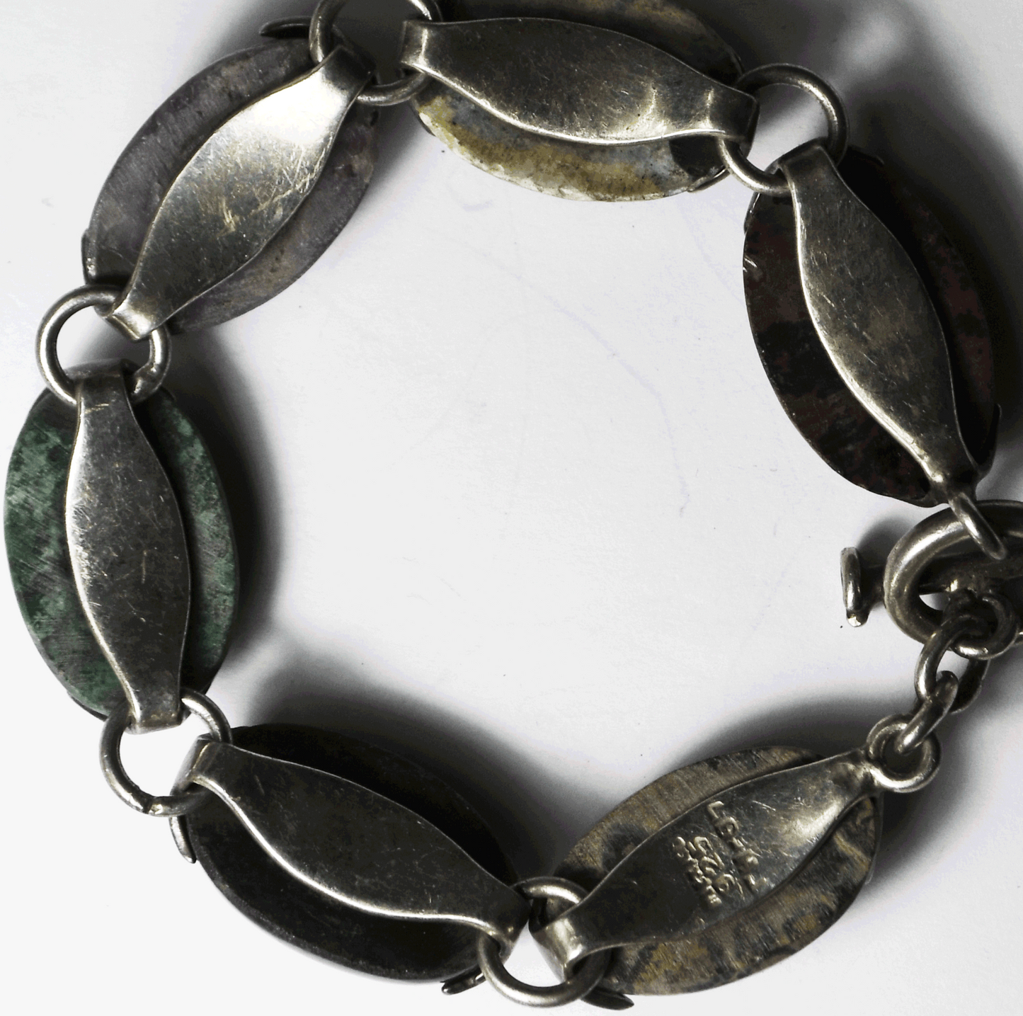 Sterling Silver Mexico Multi Stone Onyx Jasper Amethyst 16mm Toggle Bracelet 8"