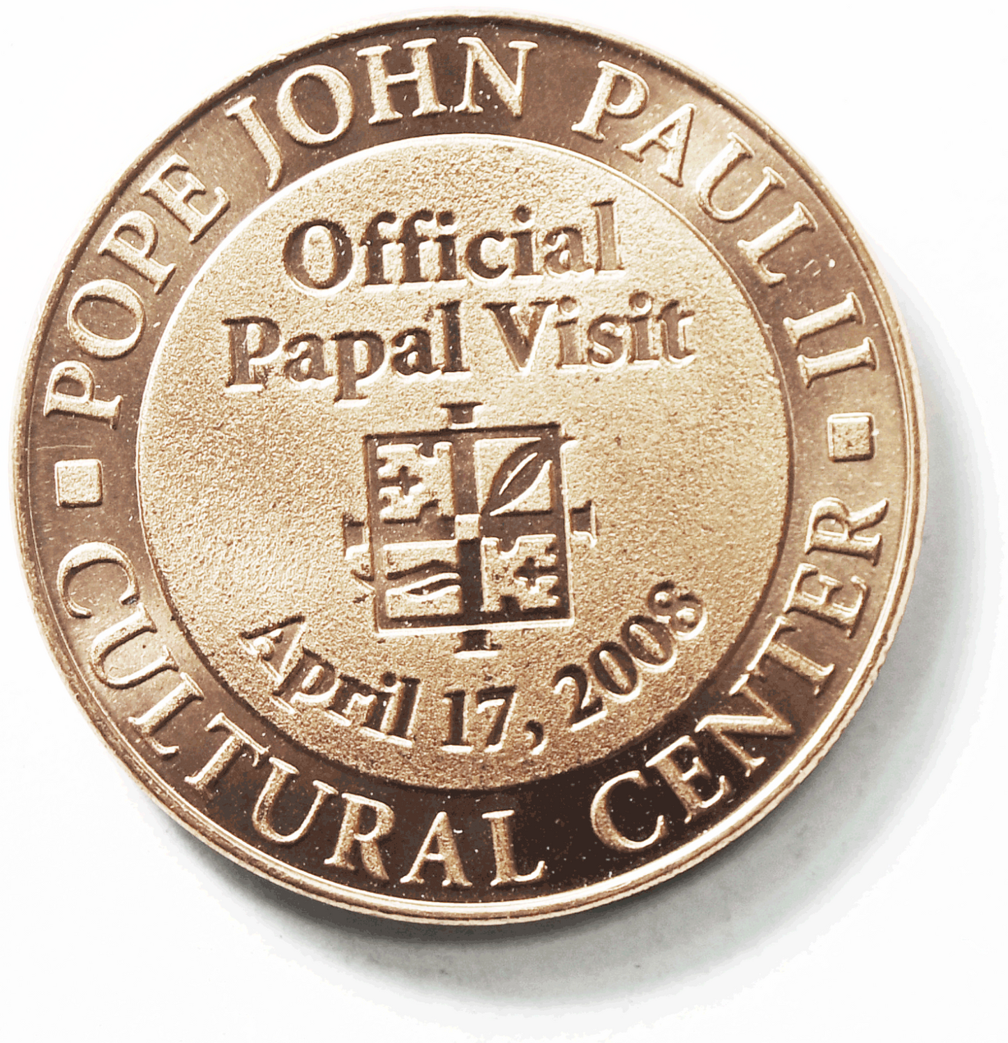 2008 Official Pope Visit John Paul II Cultural Center Benedict XVI 34mm Medal