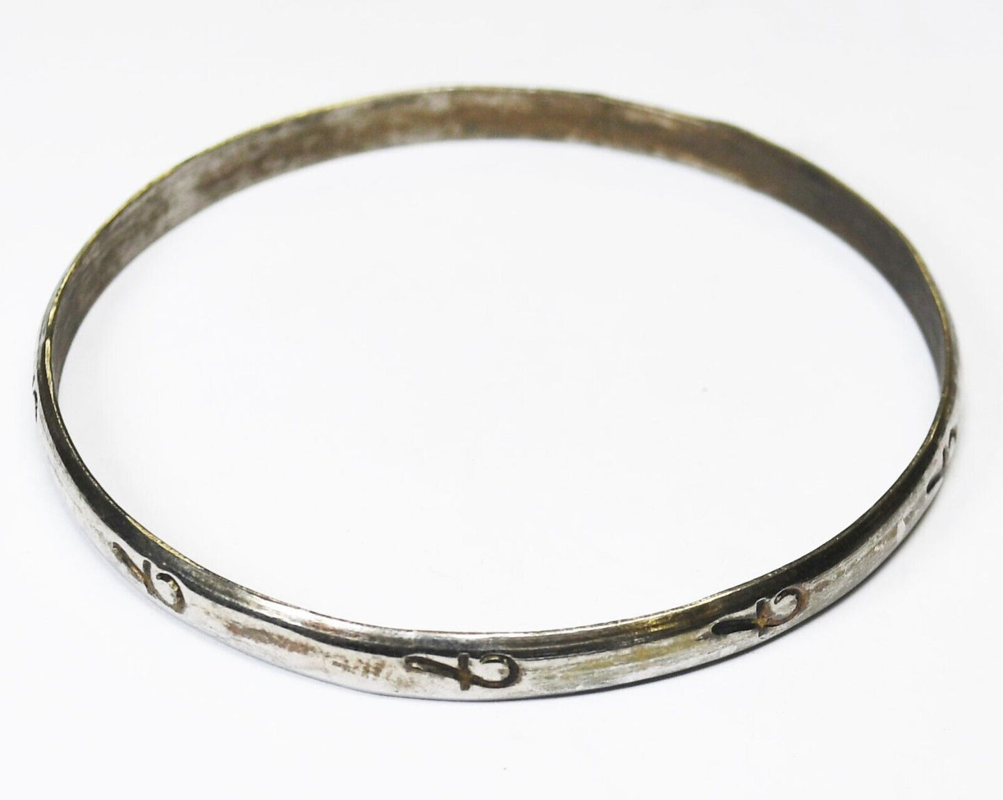 Sterling Silver Medium Crossed Hook Bangle Bracelet 5mm