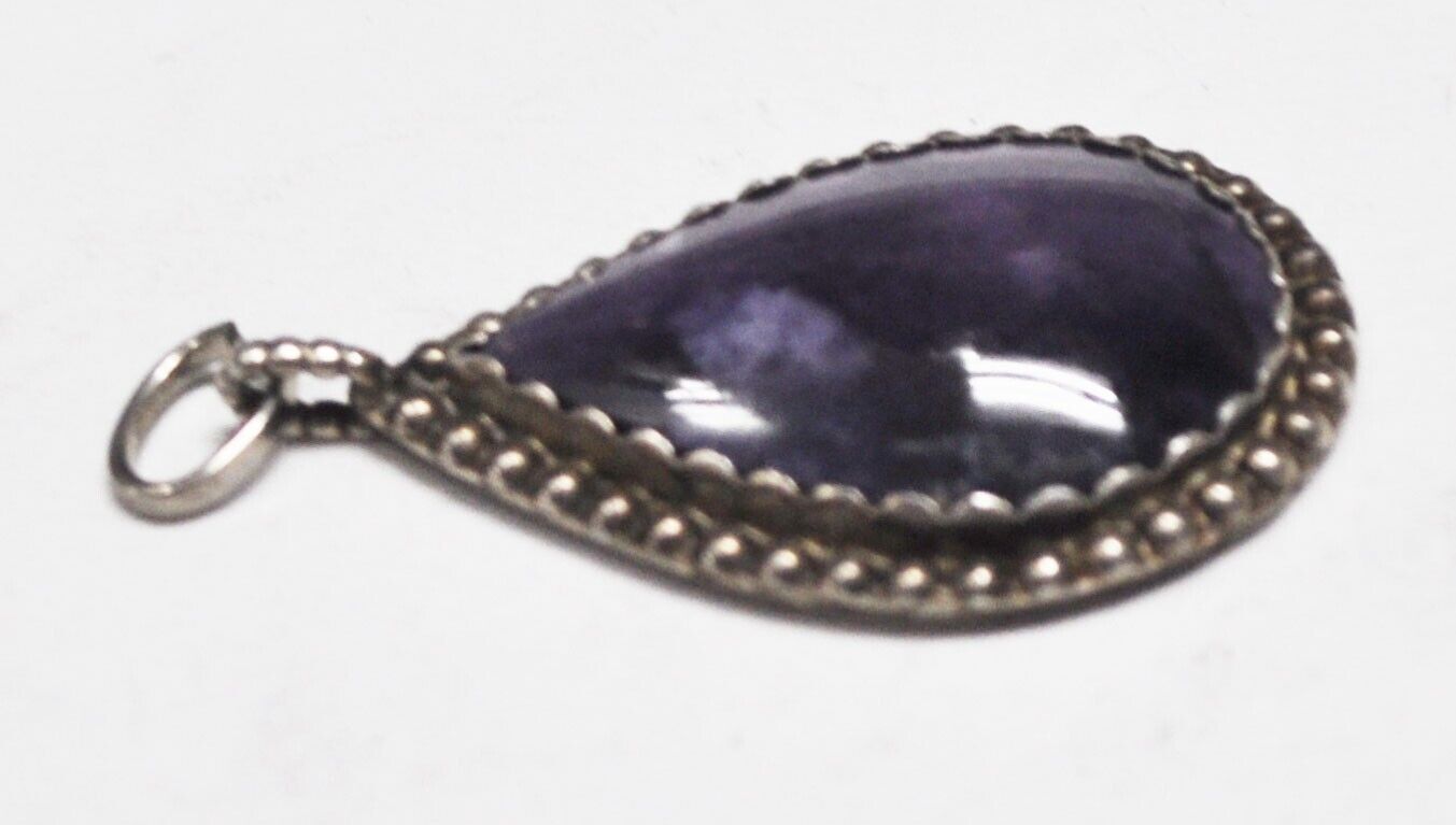 Sterling Silver Purple Amethyst Teardrop Pendant 22mm x 37mm