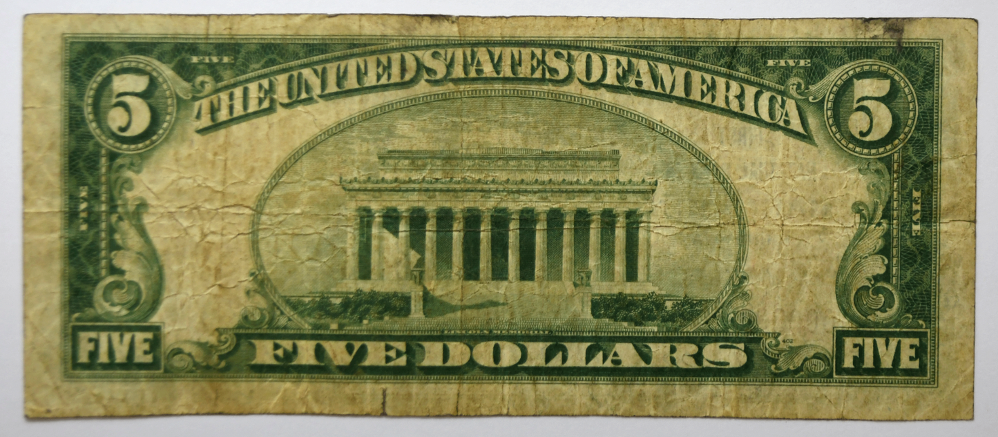 1929 $5 Five Dollars National Currency Note 12941 Mahnomen Minnesota A000338