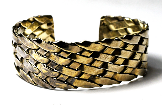 Sterling Silver Mesh Backet Weave Cuff Bracelet 25mm 7" Wrist   38.5g