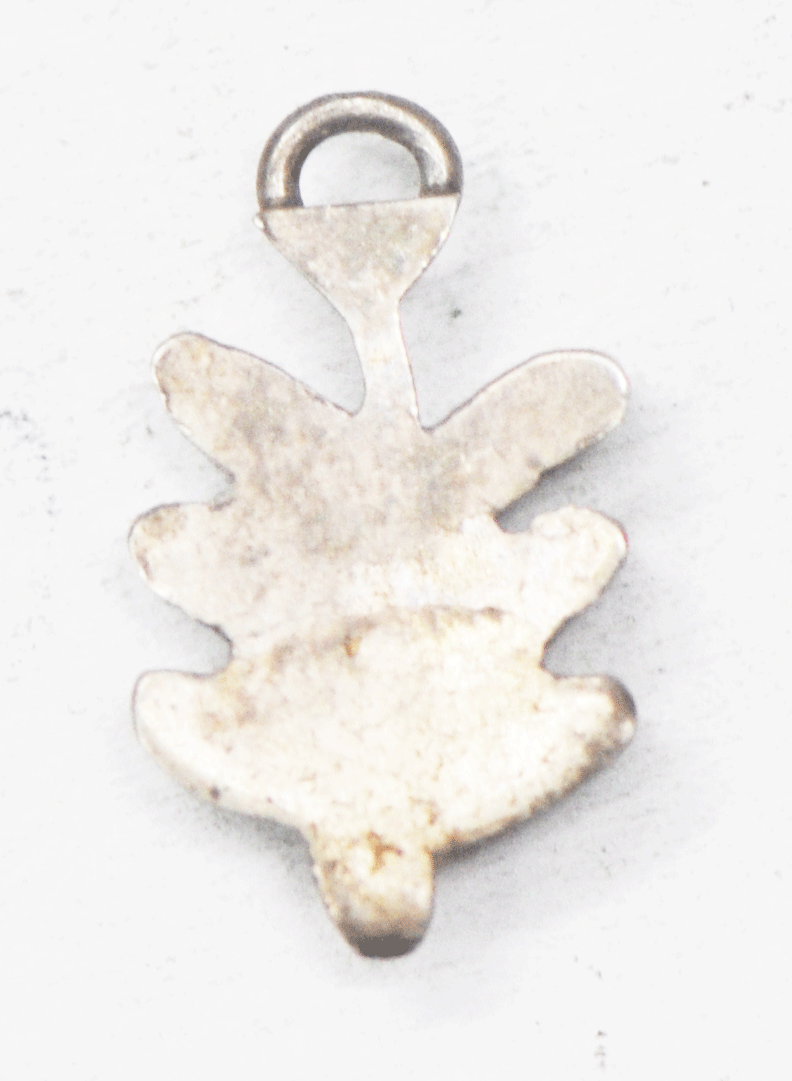 Sterling Silver Rice Petit Point Turquoise Leaf Charm Pendant 16mm x 9mm