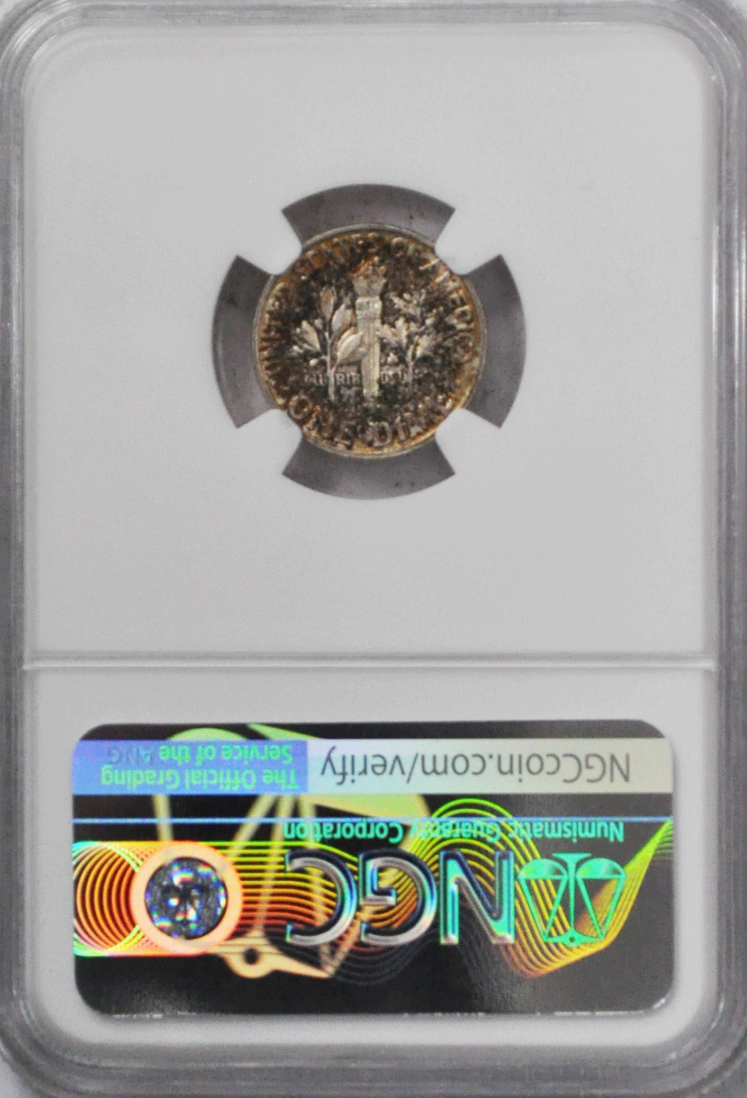 1964 10c Roosevelt Silver Dime NGC MS65 FT Philadelphia Toned Reverse