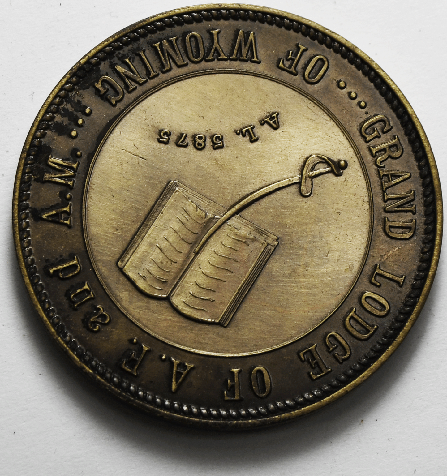 1974 Masonic Grand Lodge Wyoming AF AM 39mm Medal