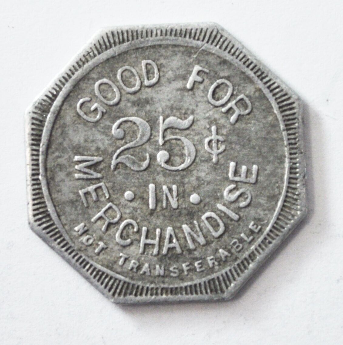 Geo Wilhelm Dunbar Nebraska 25c Trade Token 25mm Octagon