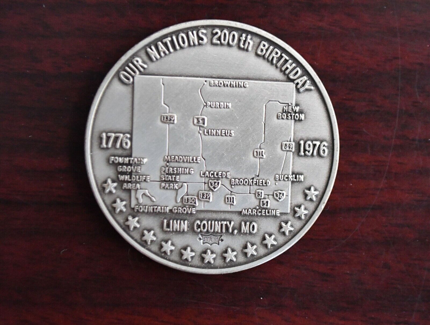 Rare 1976 John Pershing Bicentennial Linn County Missouri Sterling Commemorative