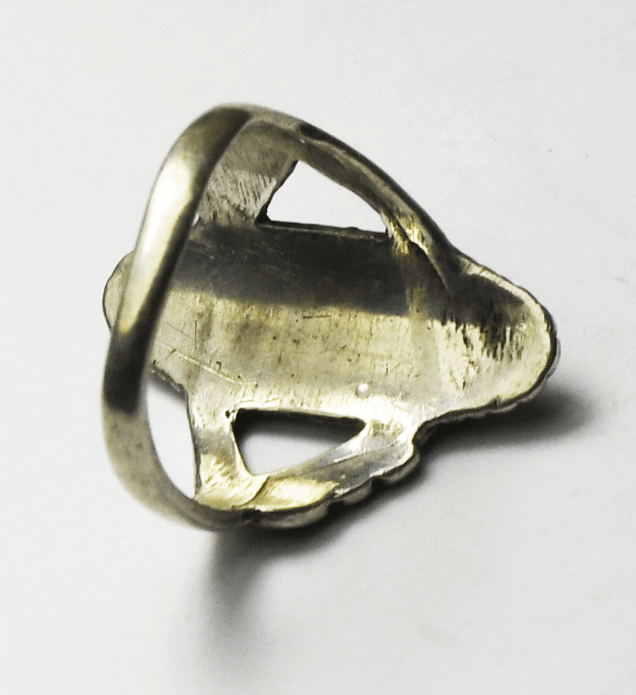 Sterling Silver Turquoise Sand Cast Ring 22mm Size 5