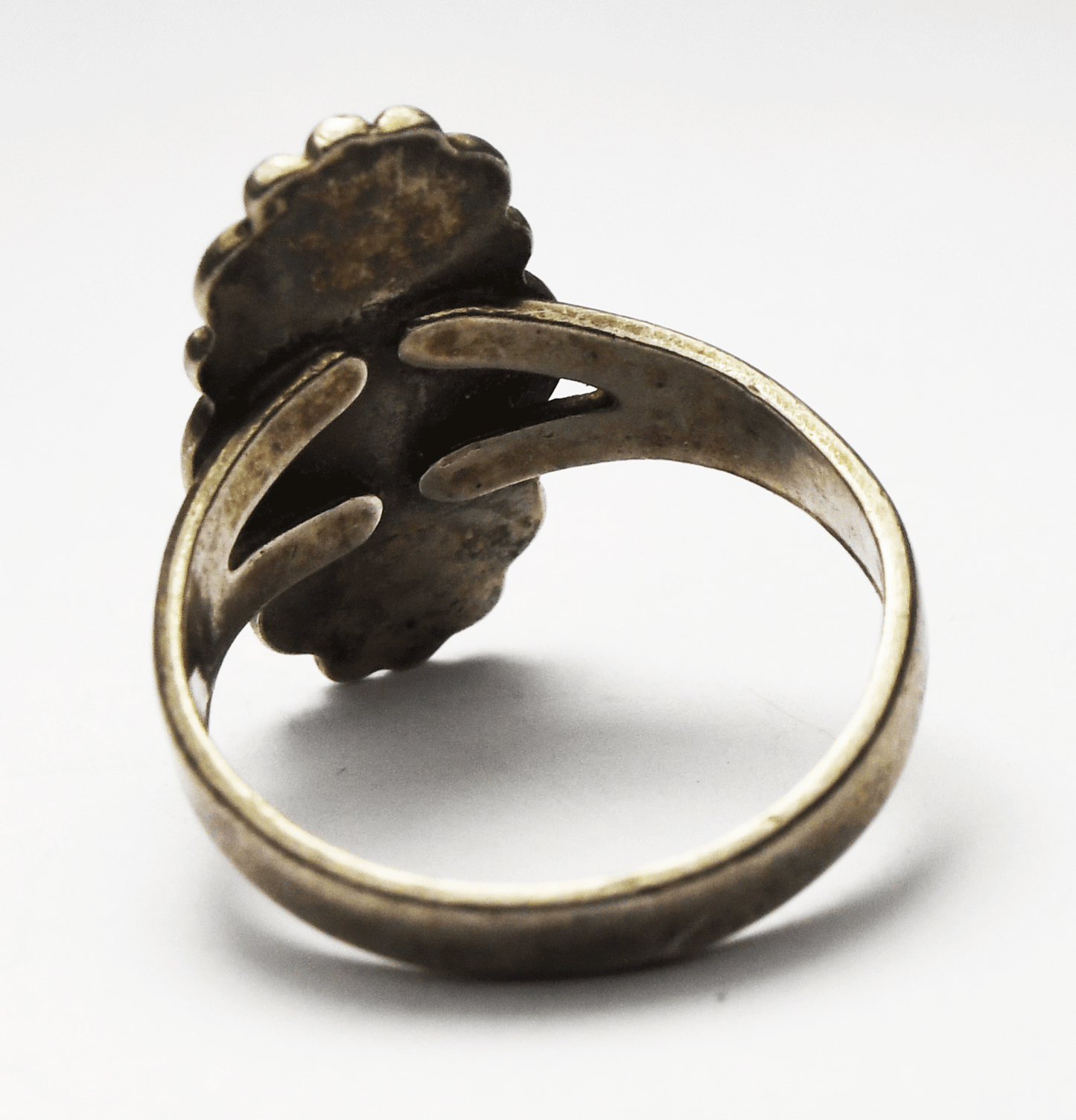 Sterling Silver Antique Bell Trading Turquoise Ring 21mm Size 7